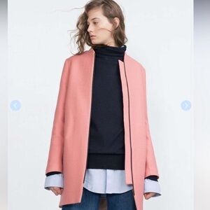 ZARA Pink Wool Coat jacket size XS